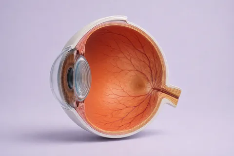 Corte del ojo humano con la retina y la mácula, donde Visionix acumula luteína y zeaxantina